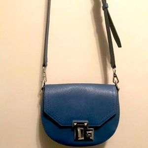 Rebecca Minkoff Blue Saffiano Leather Paris Saddle Crossbody Bag